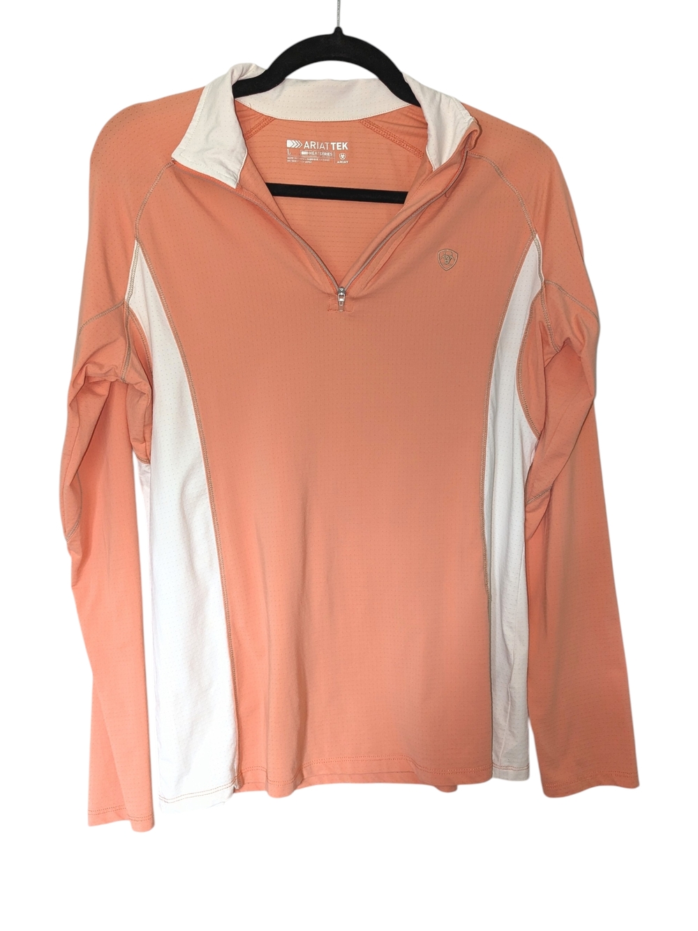 AriatTek Peach & White Performance Quarter Zip Long Sleeve Pullover Heat Series